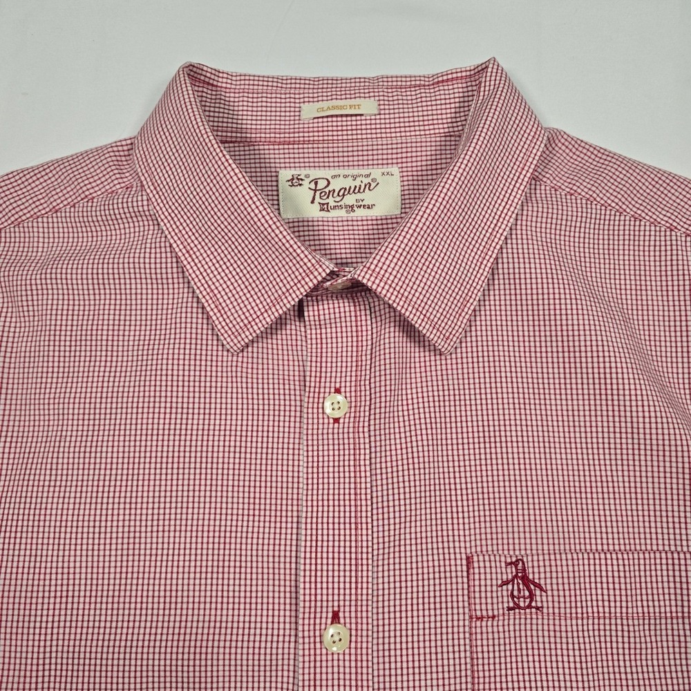 Original Penguin Men's‎ XXL Red Gingham Short Sleeve Button Down Preppy